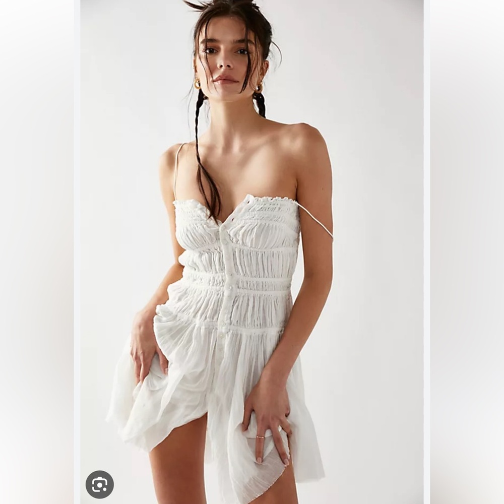 Free People FP One Lausanne Gauzy Smocked Mini Slip Dress